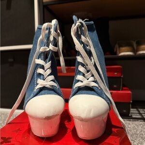 Pleaser Denim Blue and White Sneakers